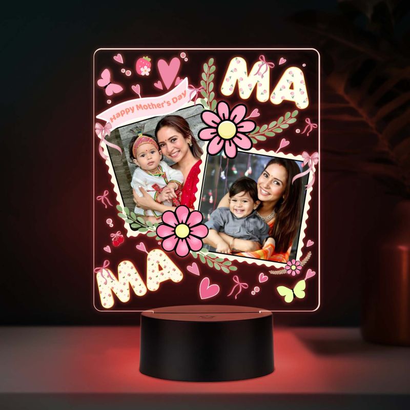 Personalized Mom Photo UV Print 7 Color LED Night Lamp Mothers Day Gift Light